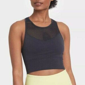 Target JoyLab Onyx Black Women's Seamless High Neck Longline Sports Bra Top Med